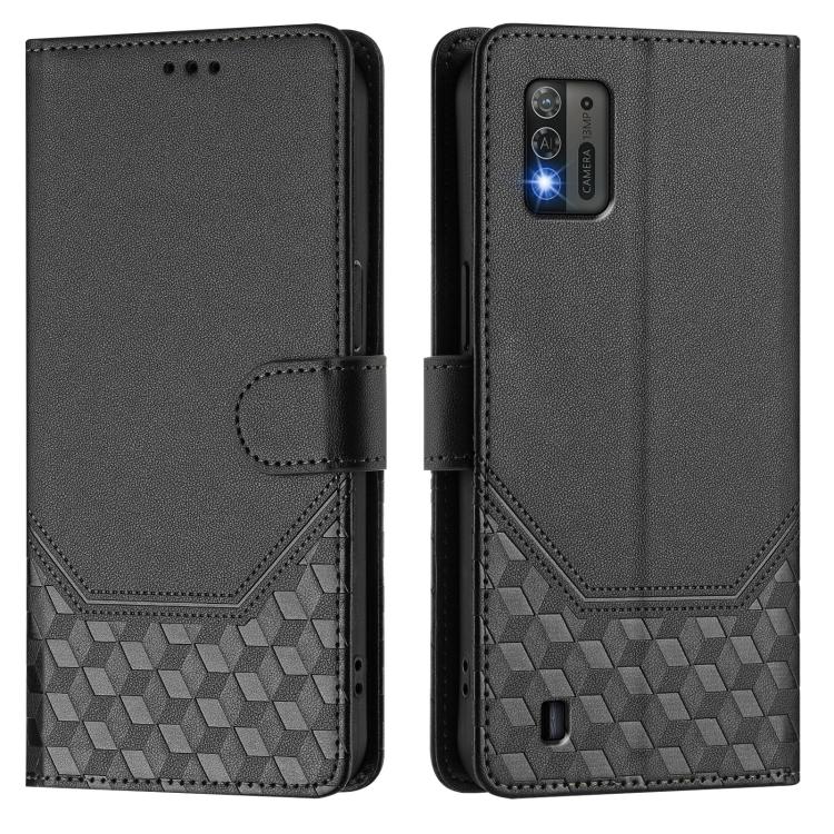 For ZTE Blade A52 Lite Honeycomb Embossing RFID Leather Phone Case