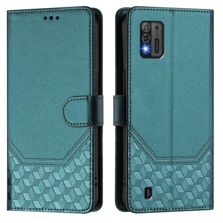 For ZTE Blade A52 Lite Honeycomb Embossing RFID Leather Phone Case