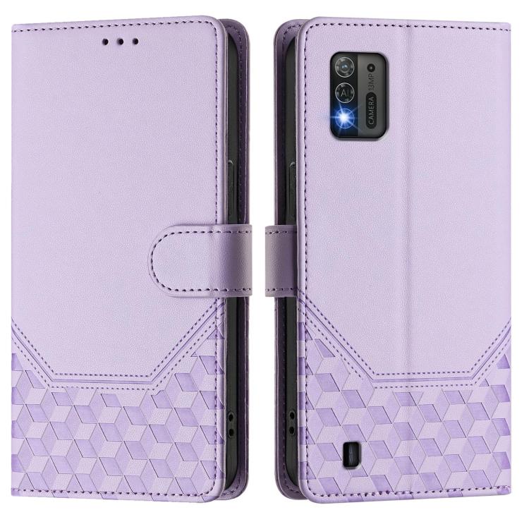 For ZTE Blade A52 Lite Honeycomb Embossing RFID Leather Phone Case