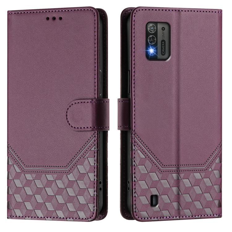 For ZTE Blade A52 Lite Honeycomb Embossing RFID Leather Phone Case