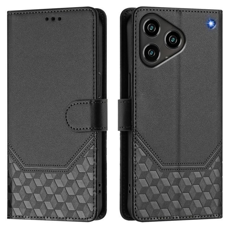 For ZTE Blade A76 4G Honeycomb Embossing RFID Leather Phone Case