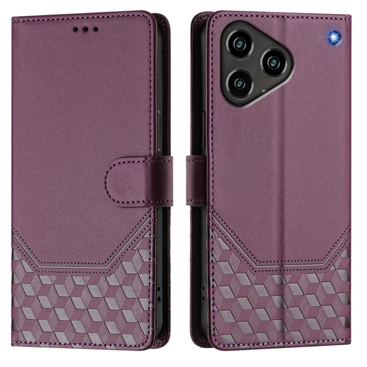 For ZTE Blade A76 4G Honeycomb Embossing RFID Leather Phone Case