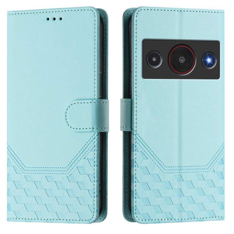 For ZTE A75 Pro / Telstra T-Elite 5G Honeycomb Embossing RFID Leather Phone Case