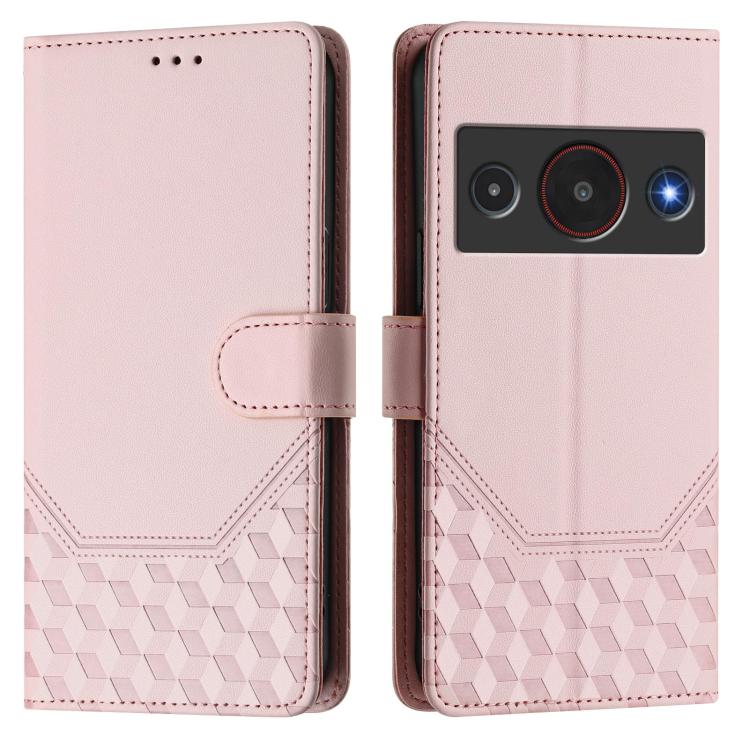 For ZTE A75 Pro / Telstra T-Elite 5G Honeycomb Embossing RFID Leather Phone Case