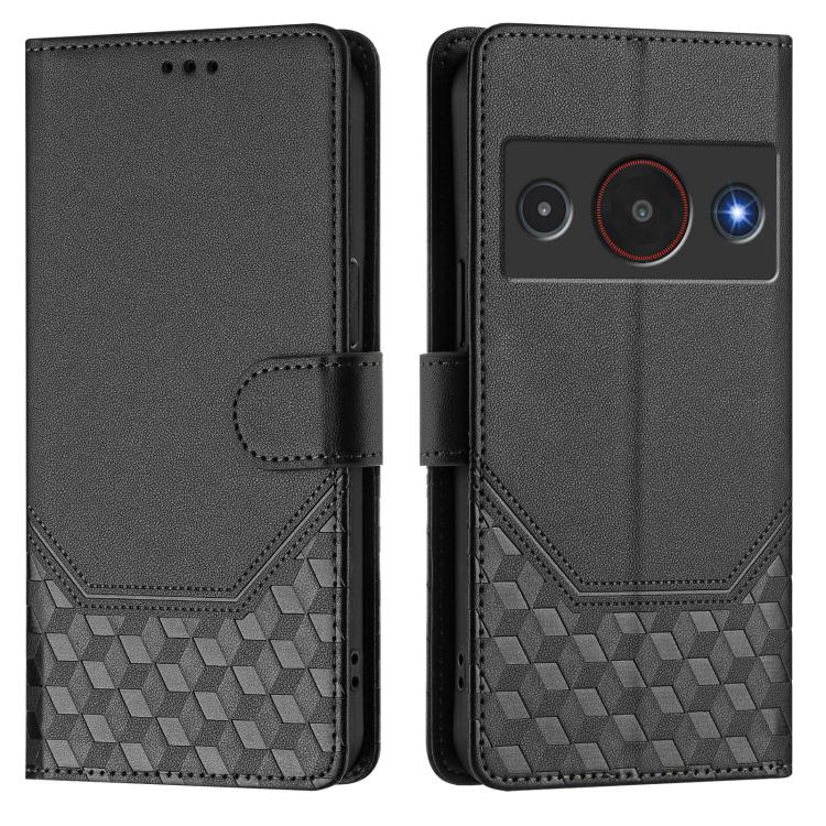 For ZTE A75 Pro / Telstra T-Elite 5G Honeycomb Embossing RFID Leather Phone Case