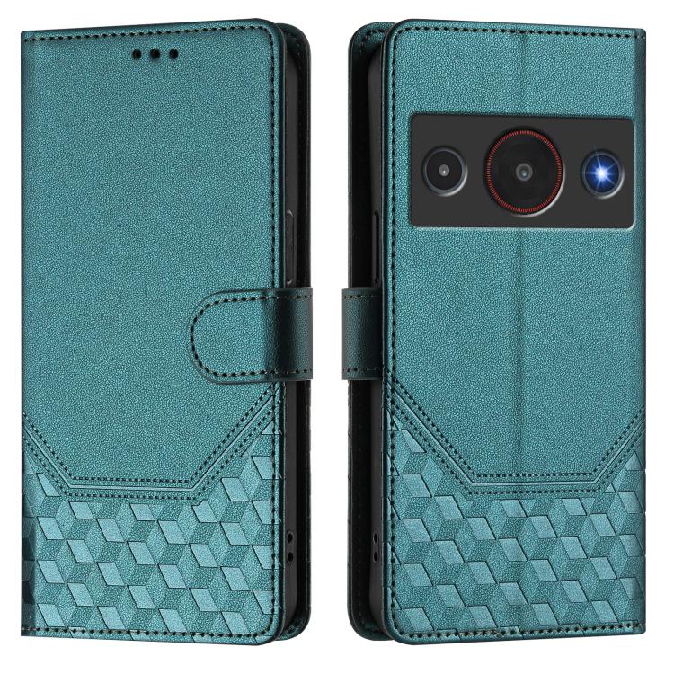 For ZTE A75 Pro / Telstra T-Elite 5G Honeycomb Embossing RFID Leather Phone Case