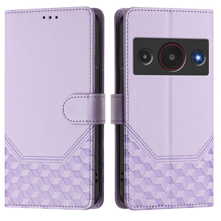 For ZTE A75 Pro / Telstra T-Elite 5G Honeycomb Embossing RFID Leather Phone Case