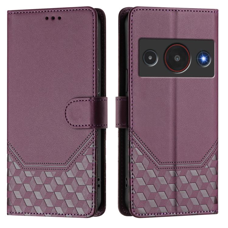 For ZTE A75 Pro / Telstra T-Elite 5G Honeycomb Embossing RFID Leather Phone Case