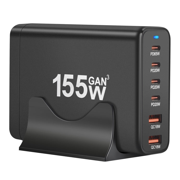 155W 4Type-C, 2USB 6-Ports Desktop Fast Charger, Plug Type:UK Plug