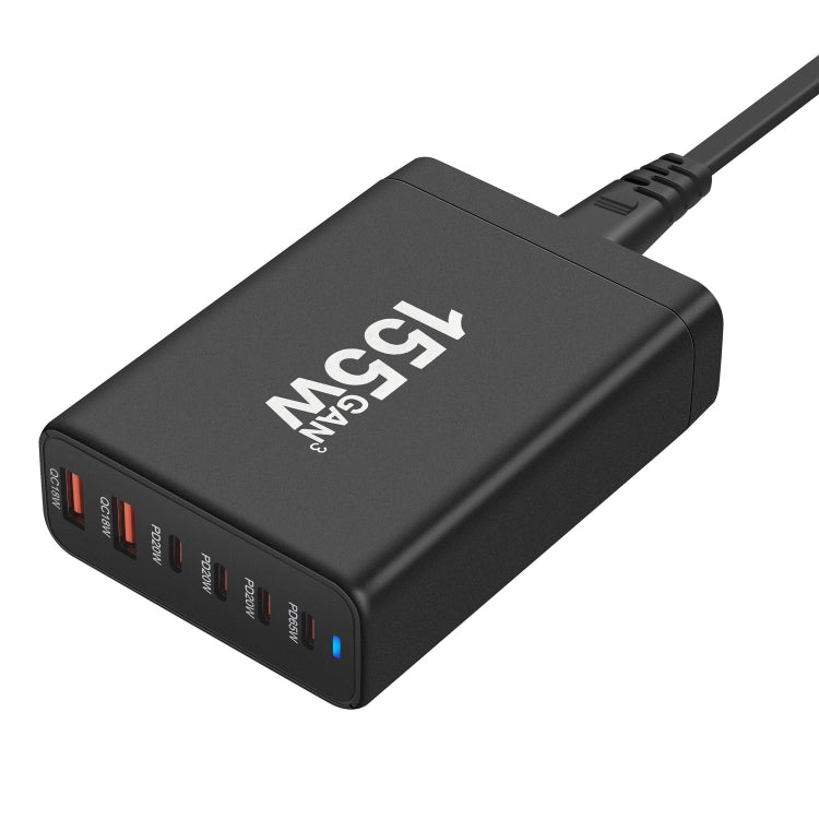 155W 4Type-C, 2USB 6-Ports Desktop Fast Charger, Plug Type:EU Plug