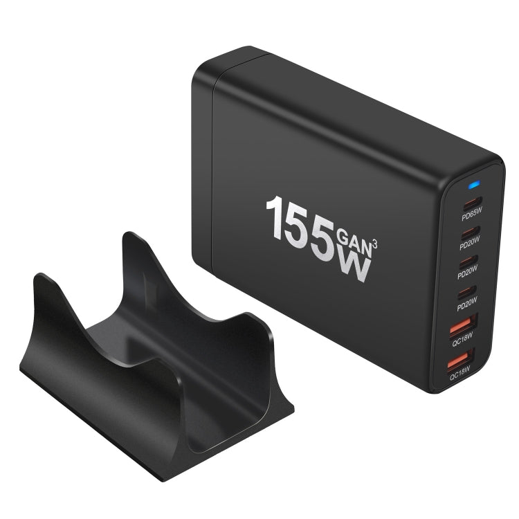 155W 4Type-C, 2USB 6-Ports Desktop Fast Charger, Plug Type:EU Plug