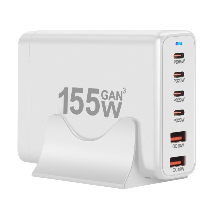 155W 4Type-C, 2USB 6-Ports Desktop Fast Charger, Plug Type:EU Plug