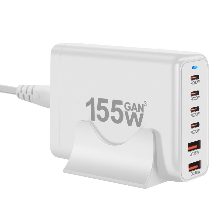 155W 4Type-C, 2USB 6-Ports Desktop Fast Charger, Plug Type:EU Plug