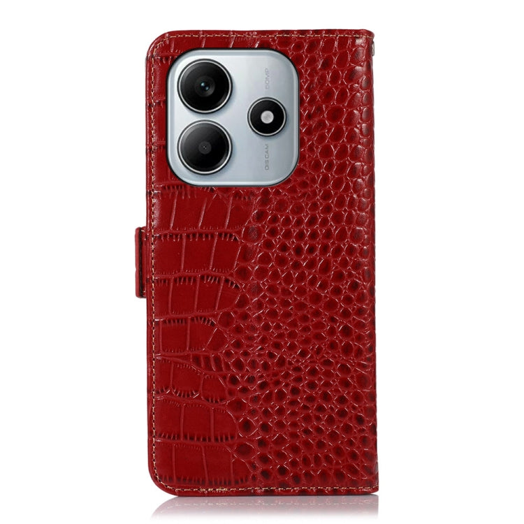 For Redmi Note 14 5G Crocodile Top Layer Cowhide Leather Phone Case