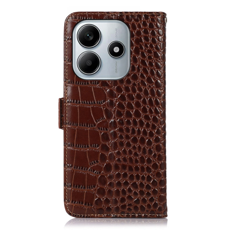 For Redmi Note 14 5G Crocodile Top Layer Cowhide Leather Phone Case