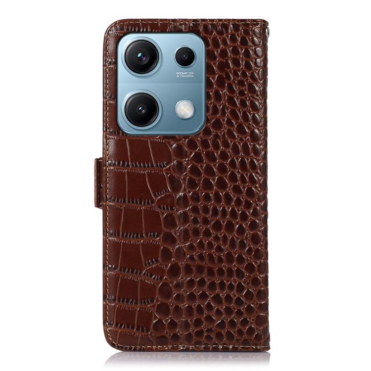 For Redmi Note 14S 4G Crocodile Top Layer Cowhide Leather Phone Case