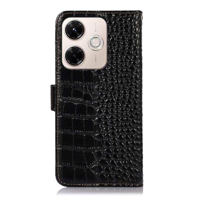 For Redmi 13X Crocodile Top Layer Cowhide Leather Phone Case