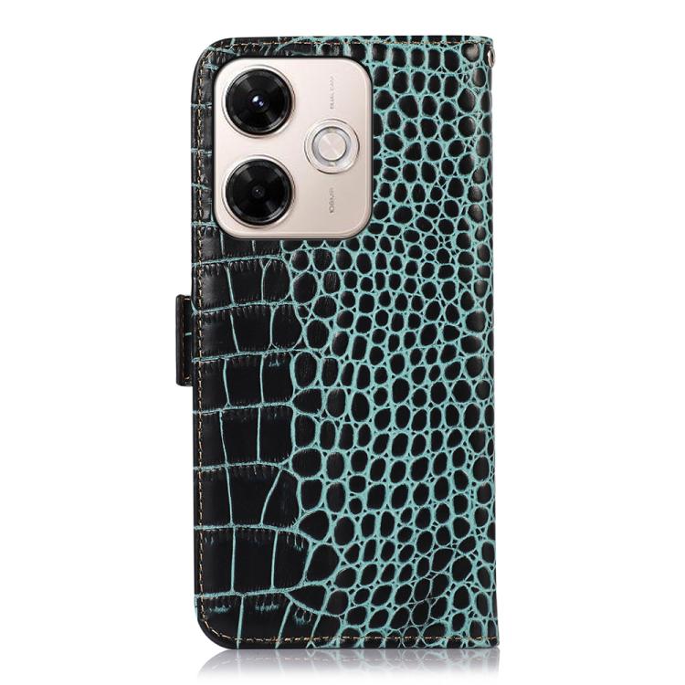 For Redmi 13X Crocodile Top Layer Cowhide Leather Phone Case