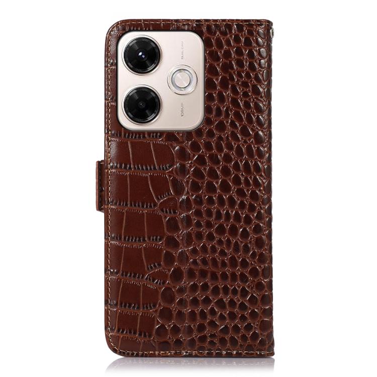 For Redmi 13X Crocodile Top Layer Cowhide Leather Phone Case