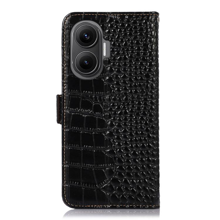 For Redmi Turbo 4 Pro Crocodile Top Layer Cowhide Leather Phone Case