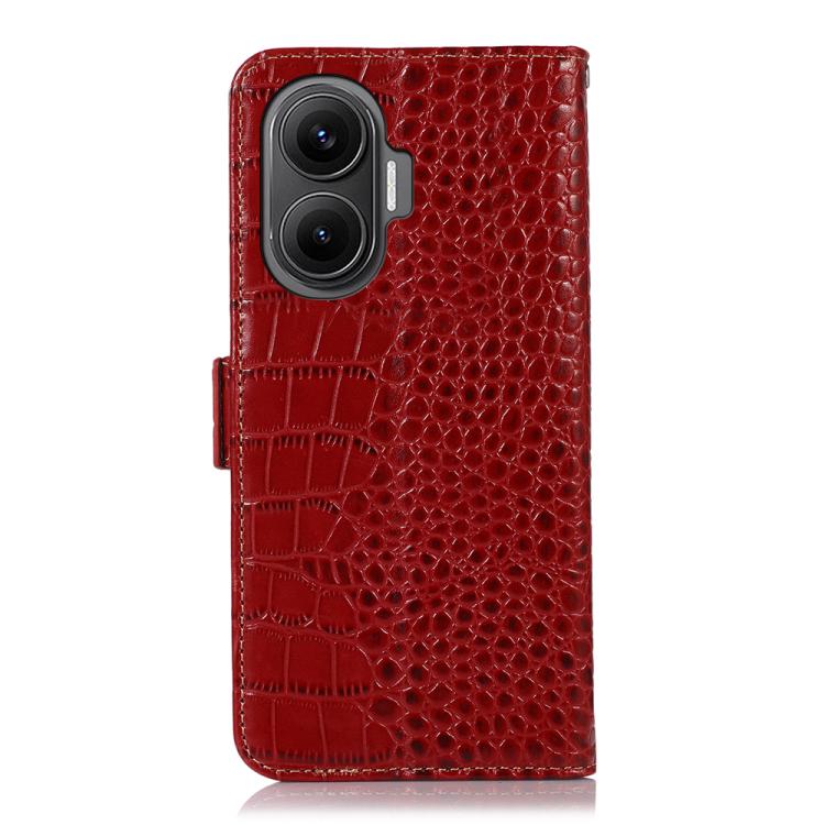 For Redmi Turbo 4 Pro Crocodile Top Layer Cowhide Leather Phone Case