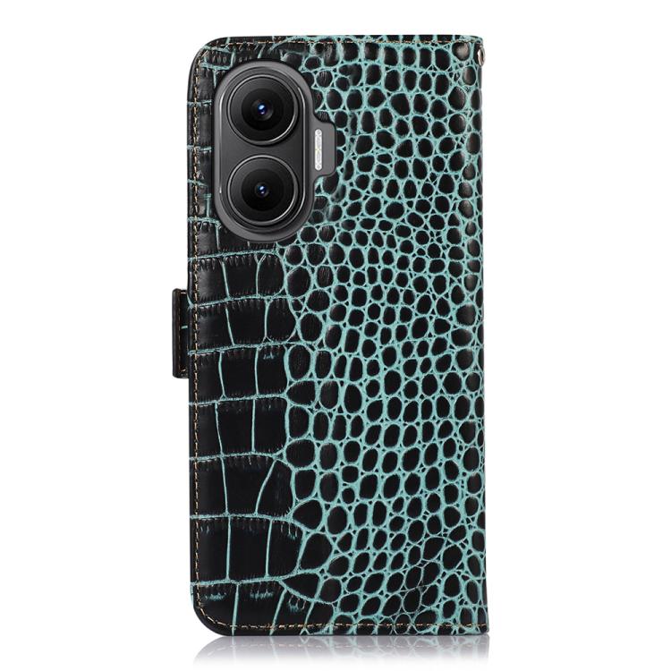 For Redmi Turbo 4 Pro Crocodile Top Layer Cowhide Leather Phone Case