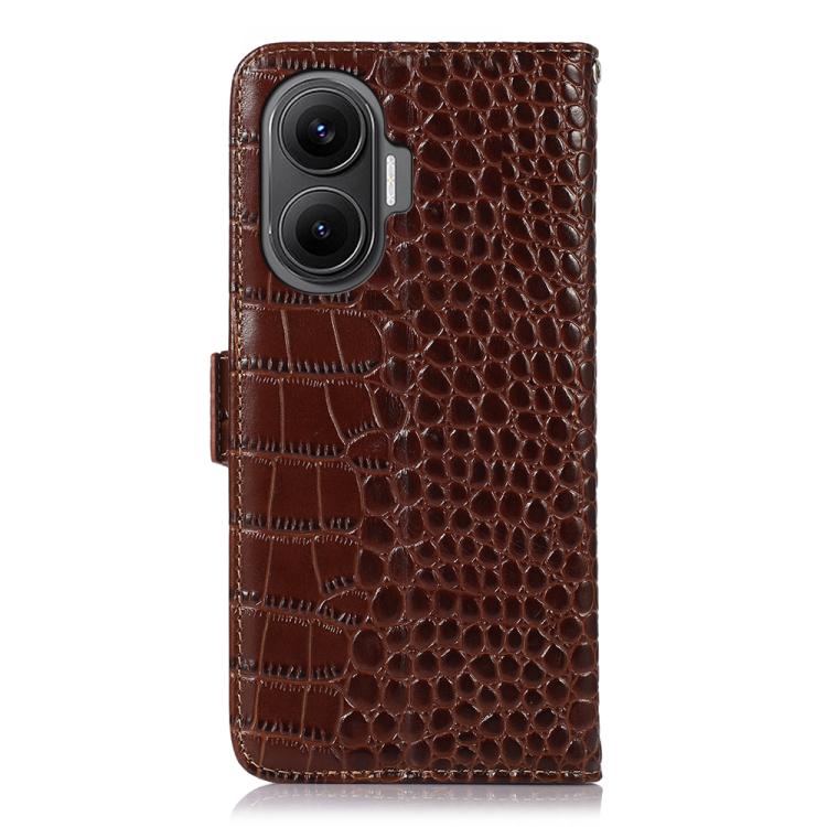 For Redmi Turbo 4 Pro Crocodile Top Layer Cowhide Leather Phone Case