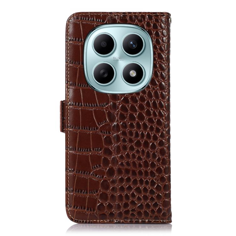 For Redmi Note 15 5G Global 164mm Crocodile Top Layer Cowhide Leather Phone Case