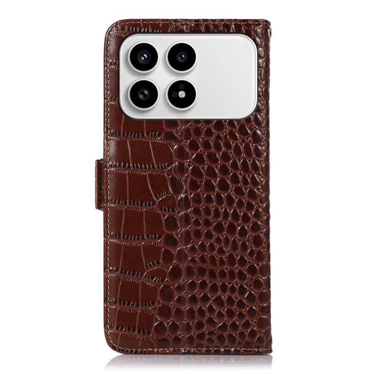 For Redmi K90/Poco F8 Pro Crocodile Top Layer Cowhide Leather Phone Case