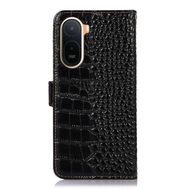 For Redmi A7 Pro 171mm / Poco C85x 5G Crocodile Top Layer Cowhide Leather Phone Case