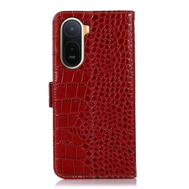 For Redmi A7 Pro 171mm / Poco C85x 5G Crocodile Top Layer Cowhide Leather Phone Case