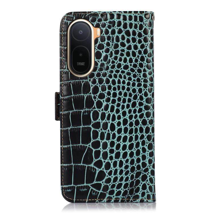 For Redmi A7 Pro 171mm / Poco C85x 5G Crocodile Top Layer Cowhide Leather Phone Case