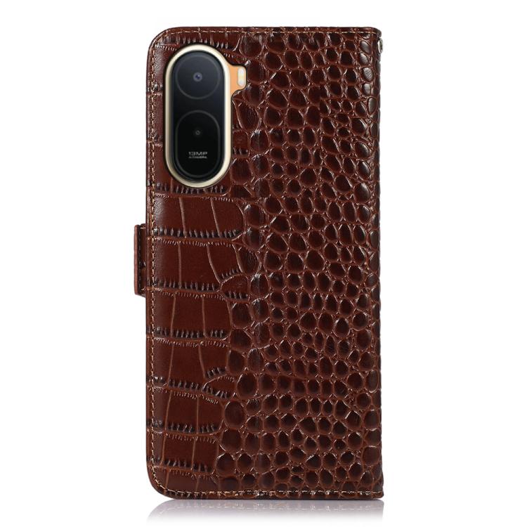 For Redmi A7 Pro 171mm / Poco C85x 5G Crocodile Top Layer Cowhide Leather Phone Case