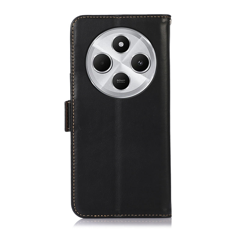 For Redmi 14C 4G Magnetic Crazy Horse Texture Genuine Leather RFID Phone Case