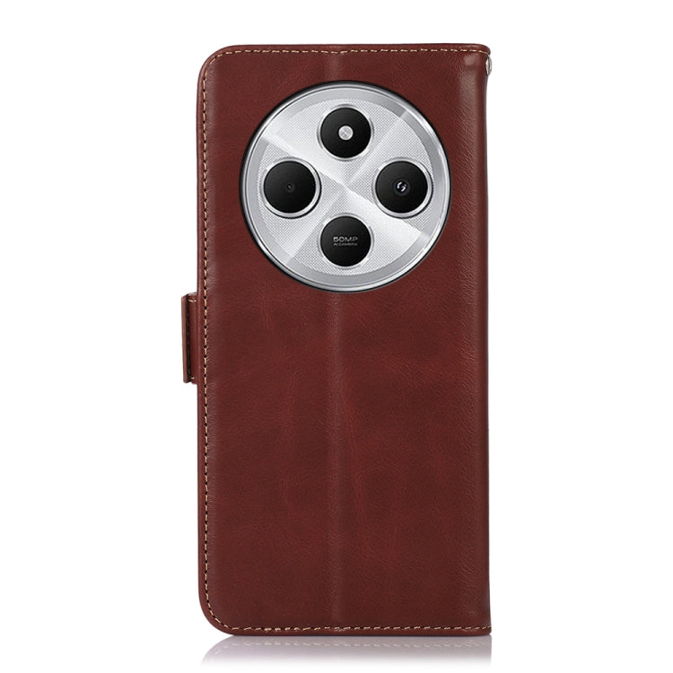 For Redmi 14C 4G Magnetic Crazy Horse Texture Genuine Leather RFID Phone Case