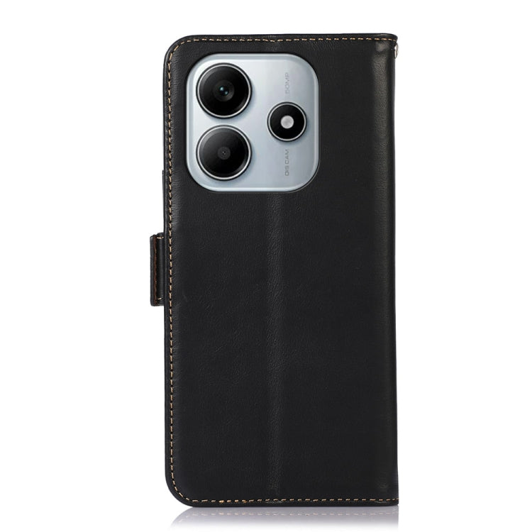 For Redmi Note 14 5G Magnetic Crazy Horse Texture Genuine Leather RFID Phone Case