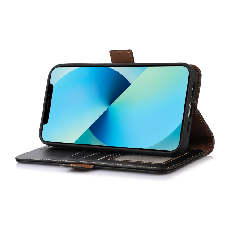 For Redmi Note 14 5G Magnetic Crazy Horse Texture Genuine Leather RFID Phone Case