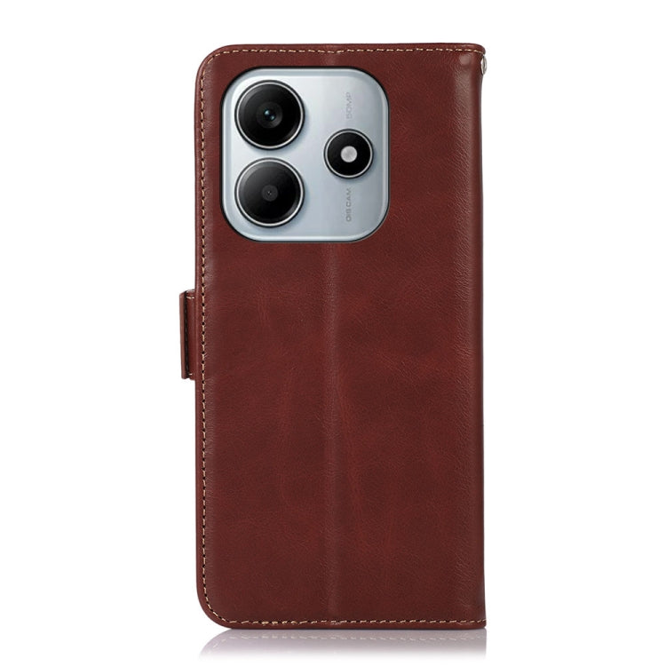 For Redmi Note 14 5G Magnetic Crazy Horse Texture Genuine Leather RFID Phone Case