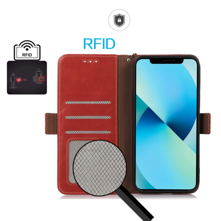 For Redmi Note 14 Pro 5G Magnetic Crazy Horse Texture Genuine Leather RFID Phone Case