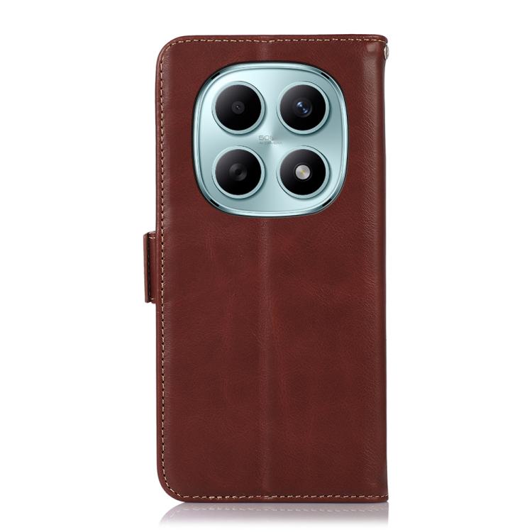For Redmi Note 15 5G Global 164mm Magnetic Crazy Horse Texture Genuine Leather RFID Phone Case