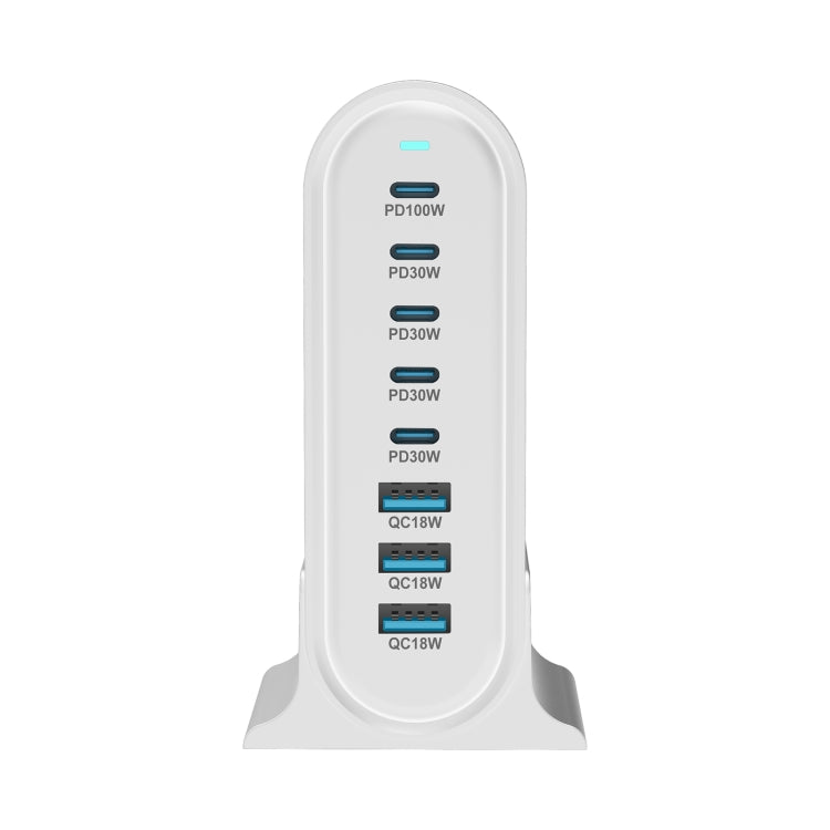 YMX-968 268W 5Type-C, 3USB 8-Ports Desktop Fast Charger, Plug Type:EU Plug