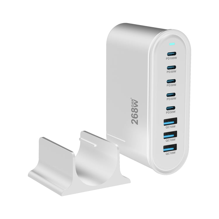 YMX-968 268W 5Type-C, 3USB 8-Ports Desktop Fast Charger, Plug Type:EU Plug