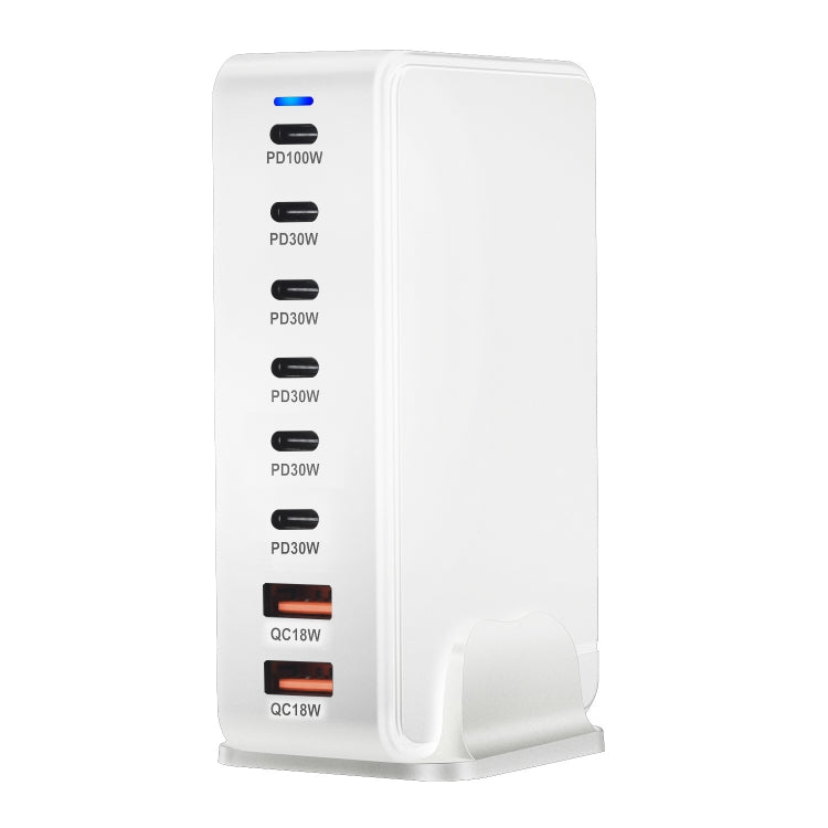 YMX-986 286W 6 Type-C, 2 USB 8-Ports Desktop Fast Charger, Plug Type:UK Plug