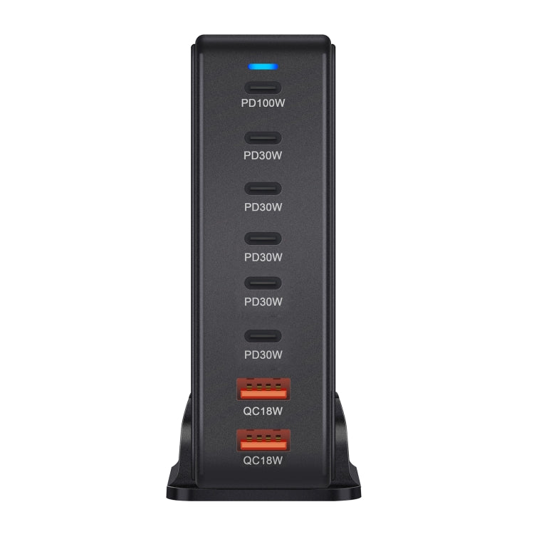YMX-986 286W 6 Type-C, 2 USB 8-Ports Desktop Fast Charger, Plug Type:EU Plug