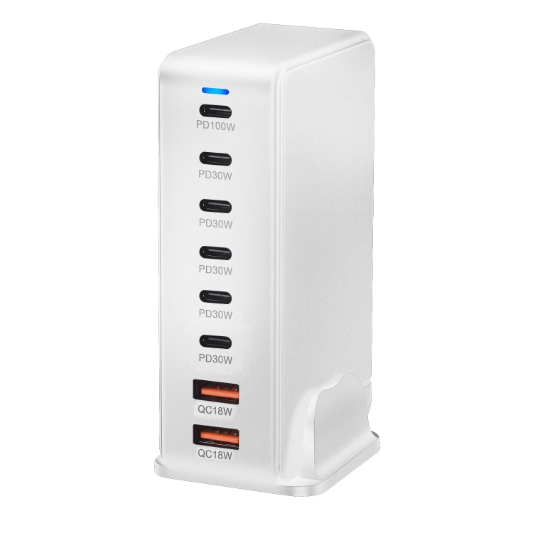 YMX-986 286W 6 Type-C, 2 USB 8-Ports Desktop Fast Charger, Plug Type:EU Plug