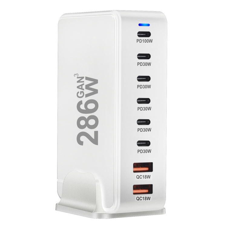 YMX-986 286W 6 Type-C, 2 USB 8-Ports Desktop Fast Charger, Plug Type:AU Plug