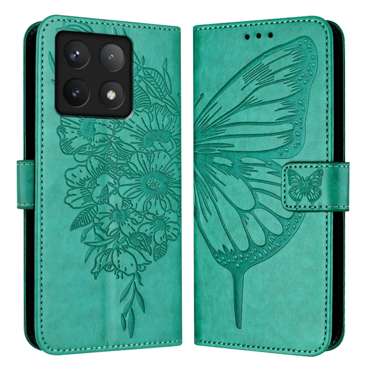 For Xiaomi 14T Pro Embossed Butterfly Leather Phone Case