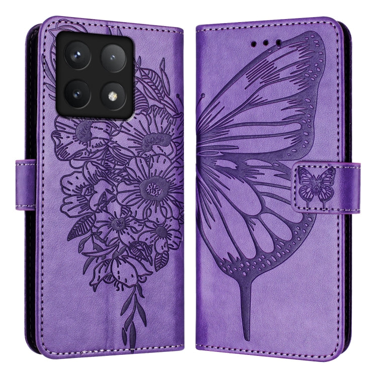For Xiaomi 14T Pro Embossed Butterfly Leather Phone Case