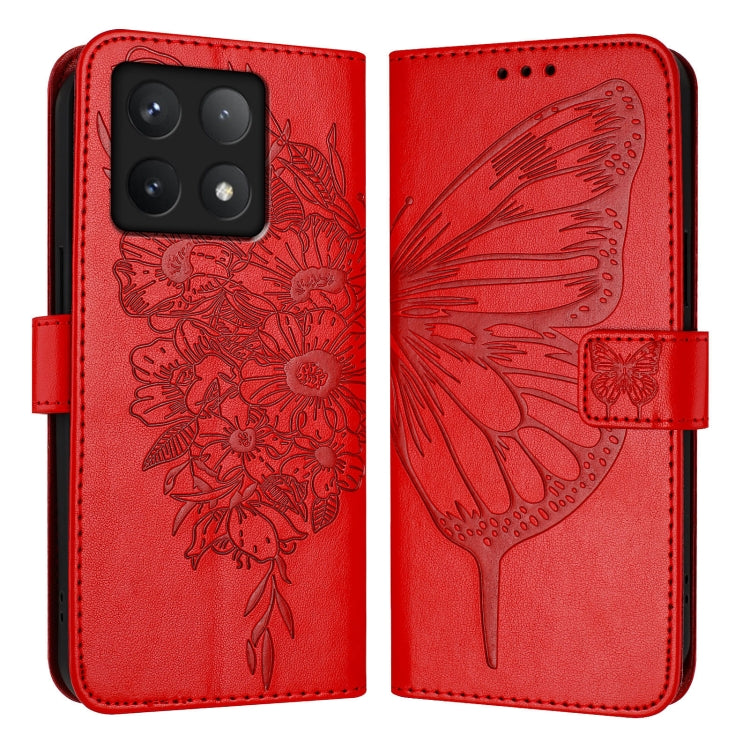 For Xiaomi 14T Embossed Butterfly Leather Phone Case