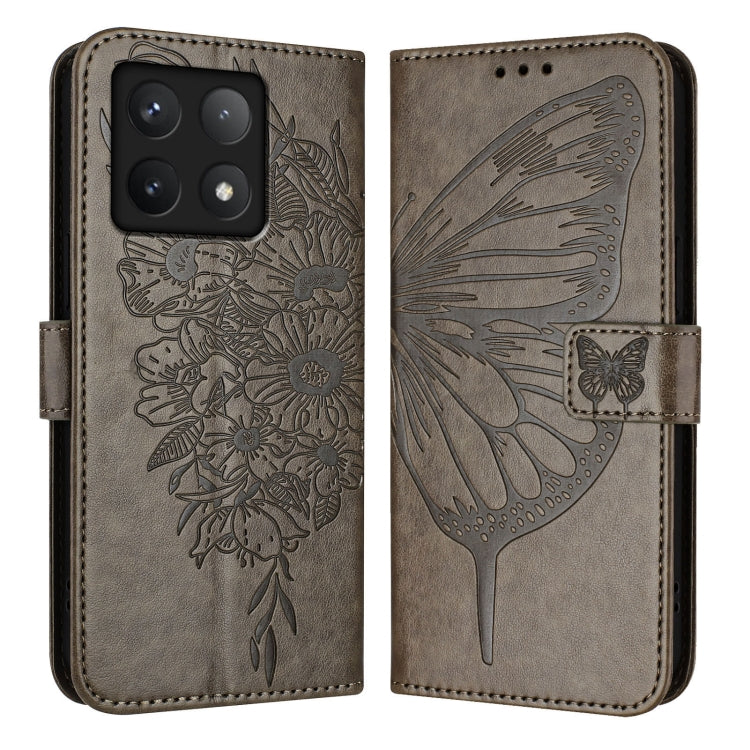 For Xiaomi 14T Embossed Butterfly Leather Phone Case